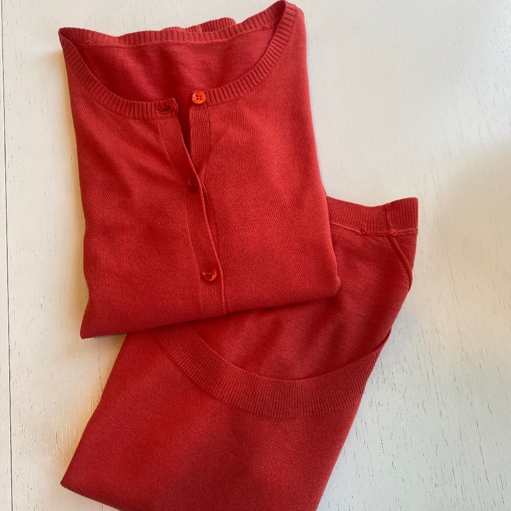 Red Cardigan/T-Shirt Sweater Set